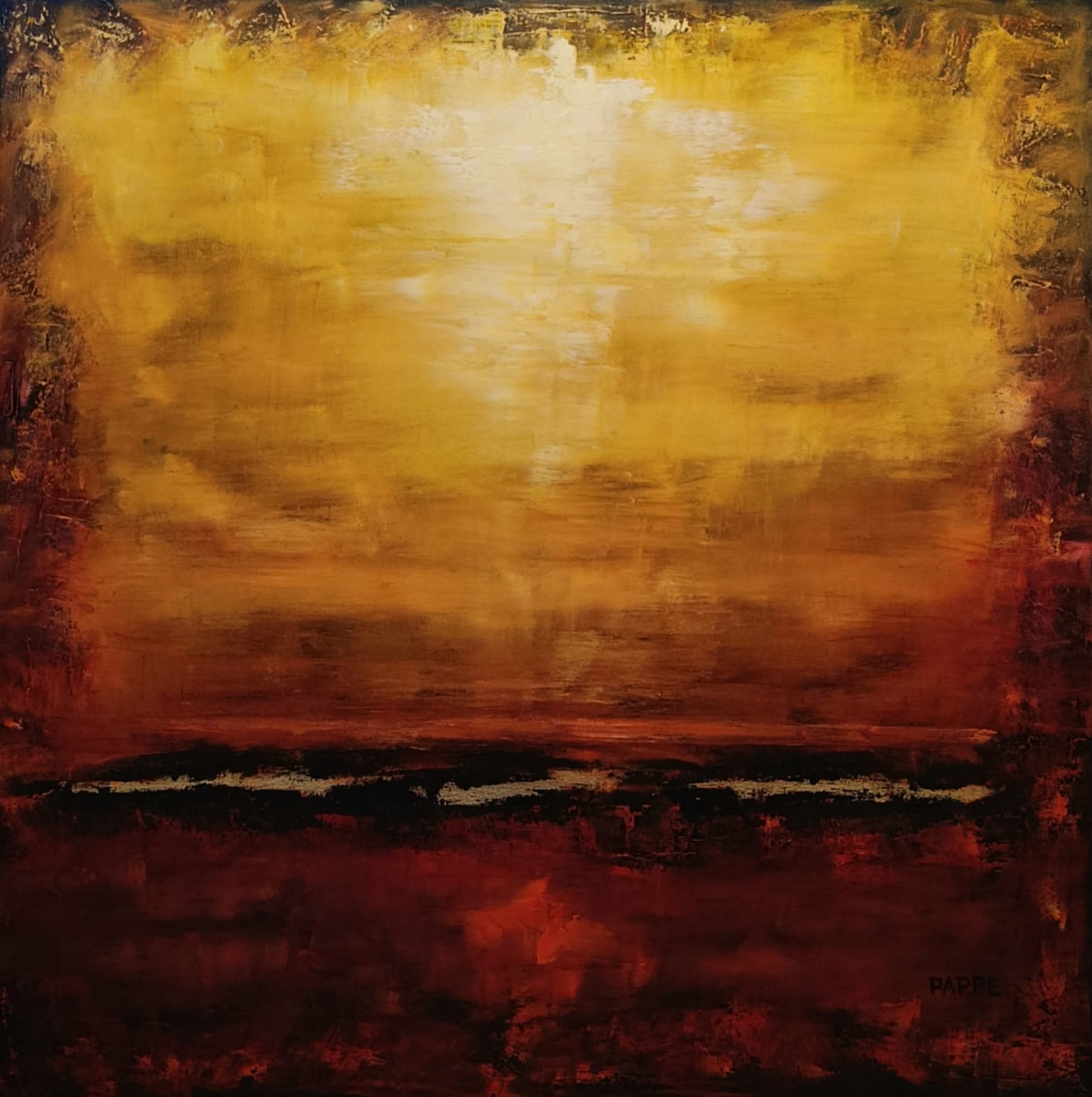 Vörös horizont című kortárs olajfestmény